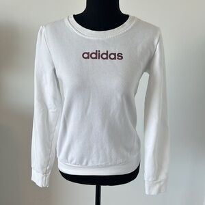 Adidas White Pull Over Crew Neck Sweater